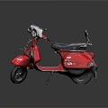Red Retro Vintage Scooter Featuring Black Seat And Classic Design Elements