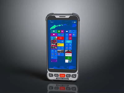 Rugged Electronic Smartphone Displaying Colorful App Icons On Screen And Physical Buttons 3d model