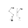 Metal Wall Lamp Lighting Combination with Adjustable Long Arms Round Shades Illuminated on Gray Wall
