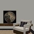 Quiet Chinese and Ancient Style Single Person Sofa Quiet Style Decorative Painting Vase 3d model