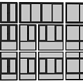 Various Black Window Frames With Different Panel Configurations For Home Use 3d model