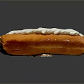 Crispy Golden Brown Long John Donut Topped With Fluffy White Cream