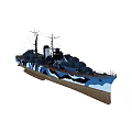 Vintage Military Warship With Camouflage Paint And Classic Structure