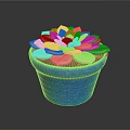 Decorative Succulent Plant in Blue Pot with Pink and Green Petals