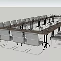 Modern Meeting Room Interior Conference Table With Gray Chairs And Microphones On Top
