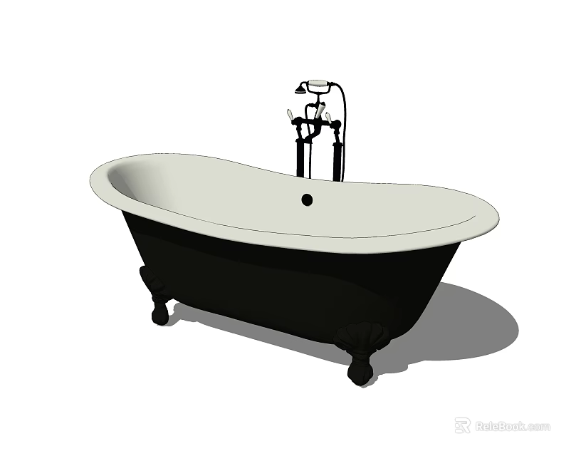 Elegant Claw Foot Bathtub With White Basin And Black Faucet Design 3d model 