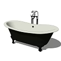 Elegant Claw Foot Bathtub With White Basin And Black Faucet Design