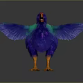 Vibrant Colorful Flying Bird With Blue Purple Green Feathers Orange Beak And Feet