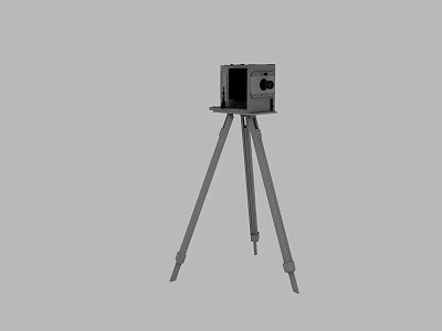 Vintage Digital Camera On Tripod With Gray Background For Professional Photography 3d model