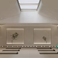 Spacious Fitness Studio With Skylight Yoga Mats Exercise Balls And Plant Decor