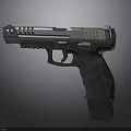 Modern Military Style Pistol Featuring Metal Frame Textured Grip And Ergonomic Design