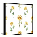 Watercolor Plant Painting with Pine Needles and Pine Cones in Black Frame on White Background