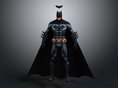 Detailed Batman Costume With Cape Bat Symbol And Utility Belt Design 3d model