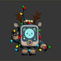Christmas Themed Robot Figure With Reindeer Antlers Colorful Lights And Smiley Screen