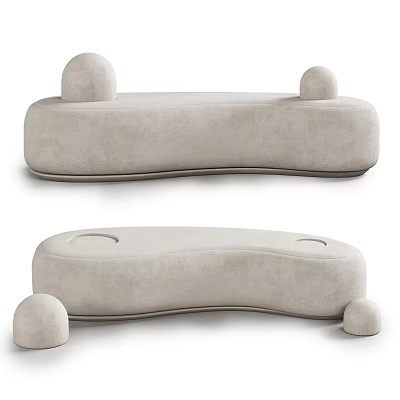 Light Gray Fabric Sectional Sofa With Modern Curved Design And Plush Seating 3d model