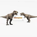 Two Realistic T Rex Dinosaurs Standing And Interacting On White Background 3d model