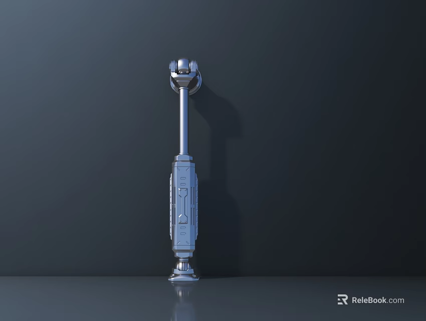 Silver Metal Mechanical Part With Spherical Top And Cylindrical Body On Dark Background 3d model 