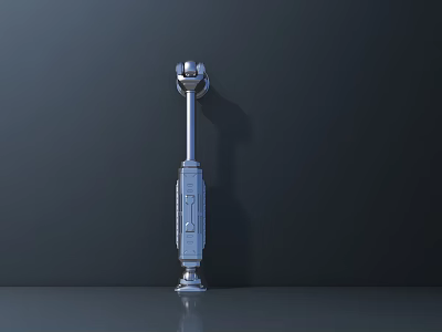 Silver Metal Mechanical Part With Spherical Top And Cylindrical Body On Dark Background 3d model