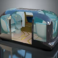 Futuristic Car Interior Design With Transparent Canopy Comfortable Seats And Dashboard