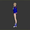 Blonde Female Character With Pigtails Red Blue Jacket Tattoos Standing Arms Outstretched