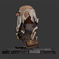 Fantasy Game Character With Long White Beard Bushy Eyebrows Detailed Clothing Stone Pedestal Base