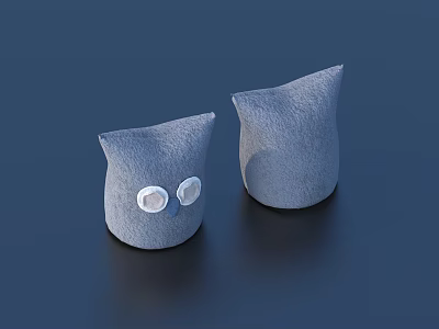 Two Adorable Gray Owl Shaped Soft Stuffed Dolls With Big Round Eyes 3d model