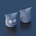 Two Adorable Gray Owl Shaped Soft Stuffed Dolls With Big Round Eyes