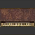 Vintage Red Upright Piano With Carved Wooden Decor For Home Living Space