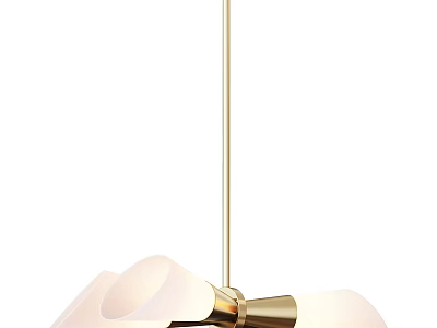 Stylish Contemporary Pendant Light With Golden Frame And White Shades For Home Interior Decor 3d model