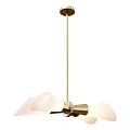 Stylish Contemporary Pendant Light With Golden Frame And White Shades For Home Interior Decor