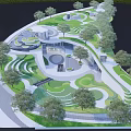 Modern Lush Park Landscape Design With Curved Pathways Green Lawns And Trees