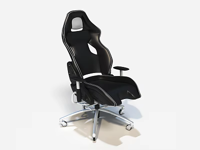Ergonomic Black Exhibition Chairs With High Back Perforated Design And Metal Rolling Base 3d model