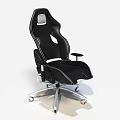 Ergonomic Black Exhibition Chairs With High Back Perforated Design And Metal Rolling Base