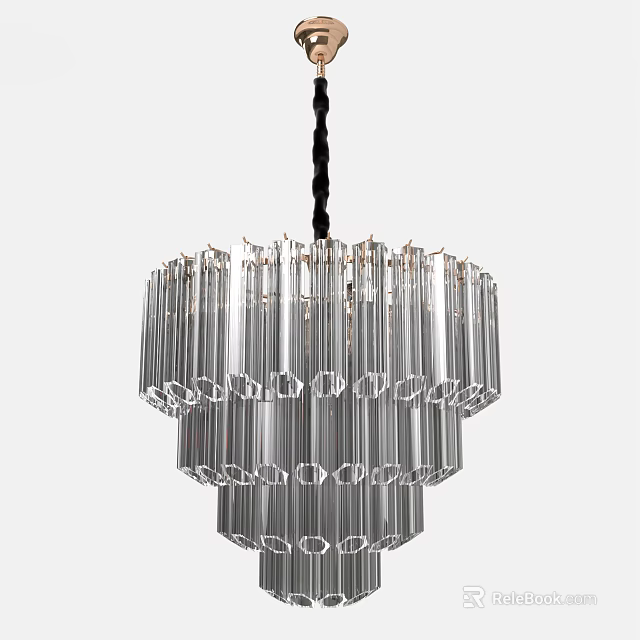 Elegant Modern Crystal Chandelier With Multi-layered Transparent Crystals and Hanging Design for Interior Decoration 3d model 