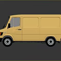 Yellow Classic Panel Van With Front View And Smooth Exterior Design 3d model
