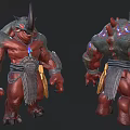 Fantasy Mythical Creature Design With Muscular Build Horned Head And Glowing Gem