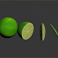 Fresh Vibrant Green Limes With Whole And Sliced Pieces On Dark Background