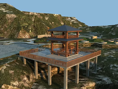 New Chinese-style viewing platform 3d model