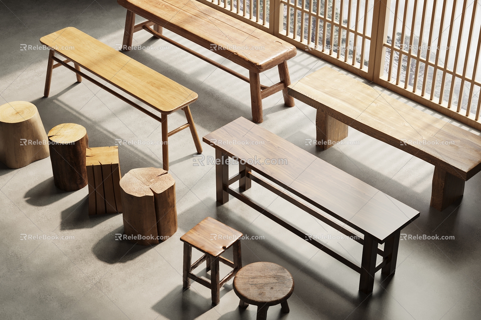 Stool Wooden Stool Bench Bench 3d model