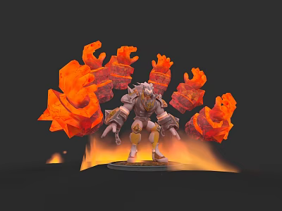 Epic Game Movie Character With Lava Rock Body Fiery Flame Aura And Glowing Eyes 3d model