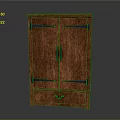 Traditional Wooden Cabinet With Two Doors One Drawer And Black Metal Accents
