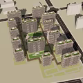 Aerial View Residential Community Planning With High Rise Buildings Green Spaces And Roads