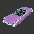 Vintage Purple Convertible Car With Open Top And Black Interior Design