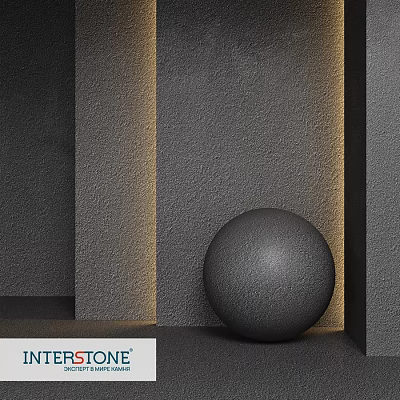 Architectural Components Featuring Textured Gray Walls And Black Sphere With Lighting 3d model