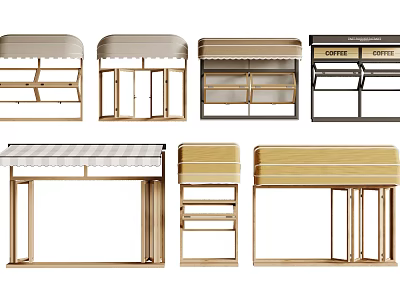 Various Modern Outdoor Awnings With Sturdy Frames And Stylish Fabric Covers 3d model