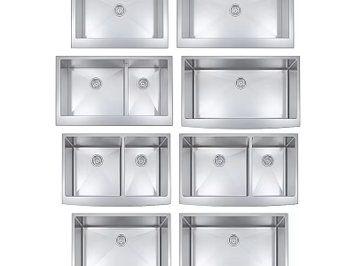 Stainless Steel Kitchen Sinks With Single And Double Bowl Modern Design 3d model