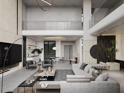 Modern Loft Living Room With Spacious Layout And Elegant Decor 3d model