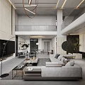 Modern Loft Living Room With Spacious Layout And Elegant Decor 3d model