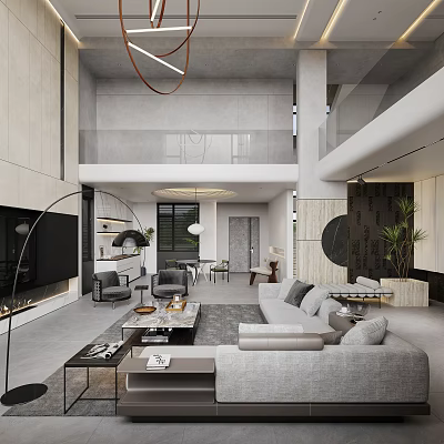 Modern Loft Living Room With Spacious Layout And Elegant Decor 3d model