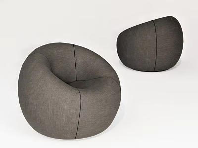 Comfortable Grey Round Bean Bag Chairs In Fabric For Modern Living Space 3d model